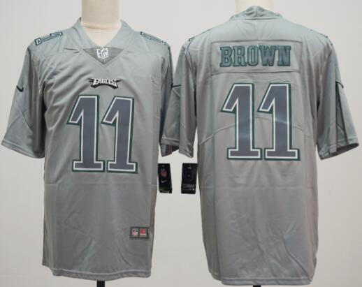 Men Philadelphia Eagles #11 A. J. Brown Gray S  Stitched Football Jersey