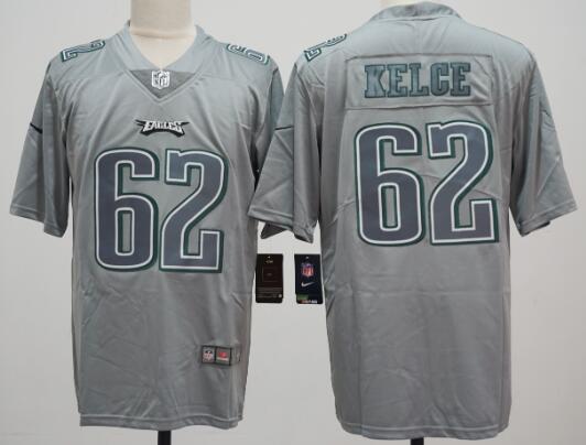 Philadelphia Eagles Men's Gray  #62 Jason Kelce Stitched Football Jersey