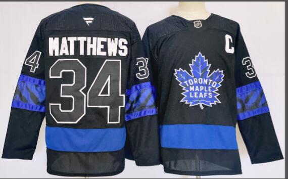 Men's Toronto Maple Leafs #34 Auston Matthews Black X Drew House Inside Out Stitched Jersey