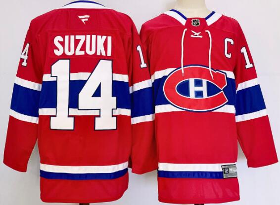 Men's Montreal Canadiens #14 Nick Suzuki 2024-25 Red Stitched Jersey