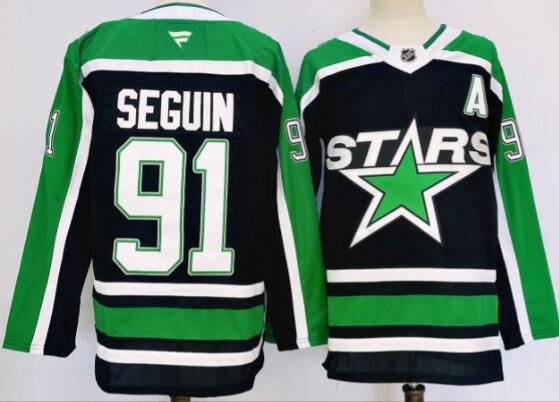 Men's Dallas Stars #91 Tyler Seguin Black 2024-2025 stitched Jersey