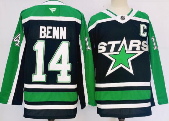 Men's Dallas Stars #14 Jamie Benn Black 2024-25   Stitched Jersey