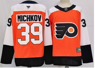 Men's Philadelphia Flyers #39 Matvei Michkov Orange 2024 Stitched Jersey