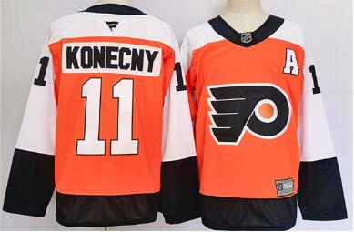 Men's Philadelphia Flyers #11 Travis Konecny Orange 2024 Stitched Jersey