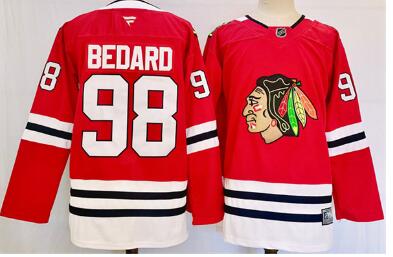 Men's Chicago Blackhawks #98 Connor Bedard Red Stitched Hockey Jersey