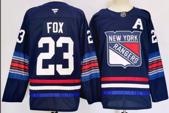 Men's New York Rangers #23 Adam Fox Navy Stitched Jersey