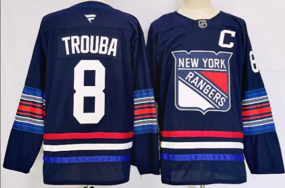 Men's New York Rangers #8 Jacob Trouba Navy Stitched Jersey