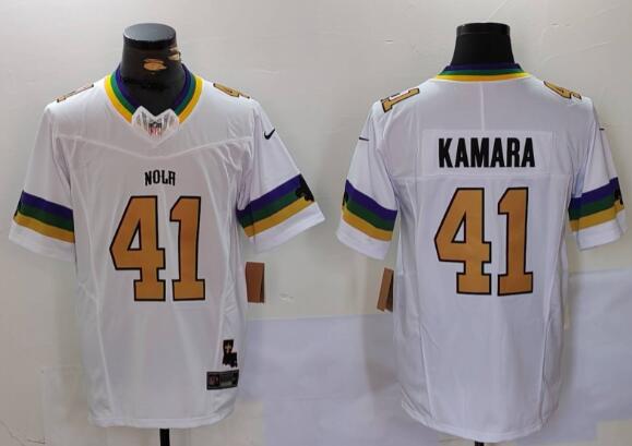 Mens New Orleans Saints #41 Alvin Kamara White 2024 stitcheded Football Jersey