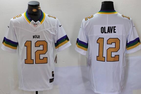 Mens New Orleans Saints Chris Olave White 2024 stitcheded Football Jersey