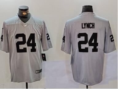 Men’s Las Vegas Raiders #24 Marshawn Lynch Grey Vapor Untouchable Limited Stitched Jersey