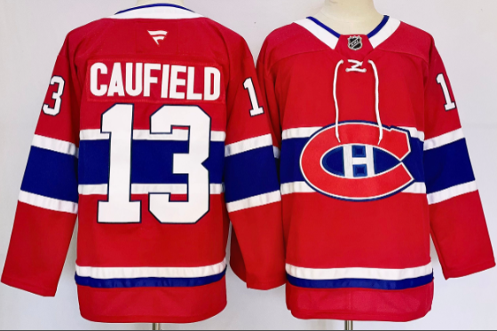 men's Montreal Canadiens Cole Caufield 13 Red Stitched Jersey