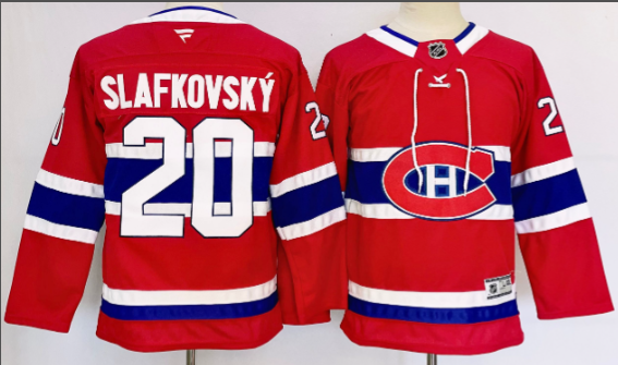 kids Montreal Canadiens #20 Juraj Slafkovsky 2024-25 Red Stitched Jersey