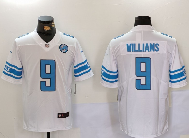 Men's Detroit Lions #9 Jameson Williams White With Patch Vapor Untouchable Limited Stitched Jersey