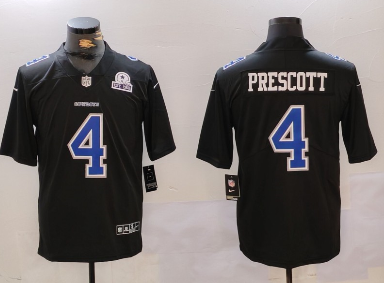 Men's Dallas Cowboys #4 Dak Prescott Black Throwback With 1960 Patch Vapor Untouchable Limited Stitched Football Jersey