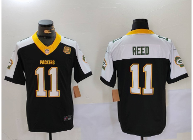 Men's Green Bay Packers #11 Jayden Reed Black White 2024 F.U.S.E. Home Patch 13 Time World Champions Vapor Untouchable Limited Stitched Jersey