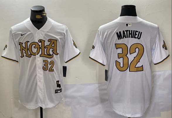 Men's New Orleans Saints #32 Tyrann Mathieu   Nola Baseball Jersey