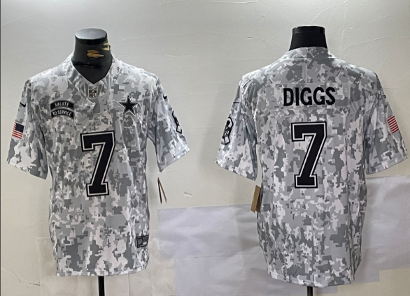 Men's Dallas Cowboys #7 Trevon Diggs 2024 Arctic Camo Salute To Service Limited Stitched Football Jersey