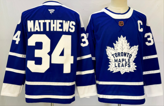 Men's Toronto Maple Leafs #34 Auston Matthews Blue 2024-25 Stitched Jersey