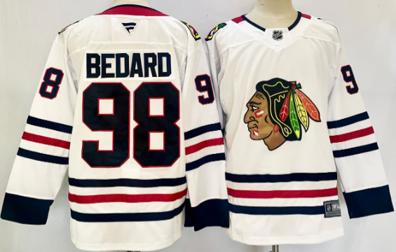 Men's Fanatics Chicago Blackhawks #98 Connor Bedard white Stitched Hockey Jersey