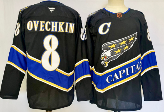 Men's fanatics Washington Capitals #8 Alex Ovechkin Black   Stitched Jersey