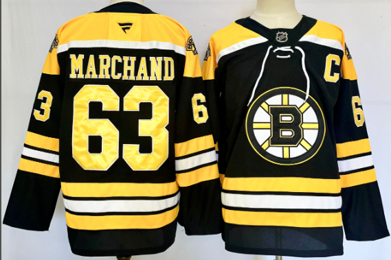 Men's fanatics Boston Bruins #63 Brad Marchand Black  Stitched Jersey