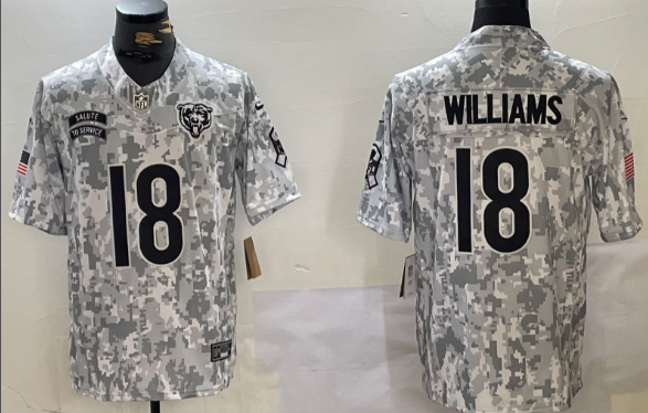 Men's Washington Commanders #18 Caleb Williams  Camo Salute to Service Stitched  Jersey