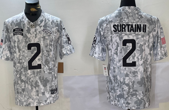 Men's Washington Commanders #2 Pat Surtain II  Camo Salute to Service Stitched  Jersey