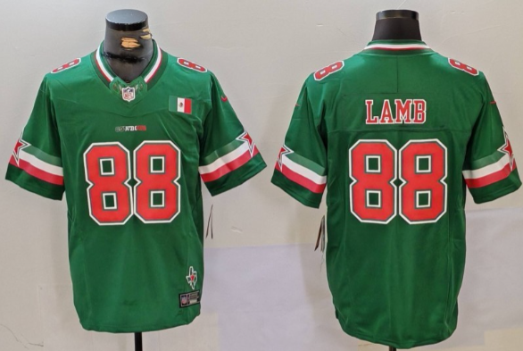 Men's Dallas Cowboys #88 CeeDee Lamb 2024 Mexico Green FUSE Stitched Jersey