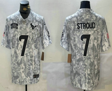 Men's Houston Texans #7 CJ Stroud 2024 FUSE Arctic Camo Salute to Service Limited Stitched Jersey