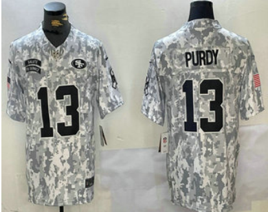 Men's San Francisco 49ers #13 Brock Purdy 2024 FUSE Arctic Camo Salute to Service Limited Stitched Jersey