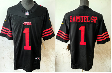 Men's San Francisco 49ers #1 Deebo Samuel Sr Black   Stitched Jersey