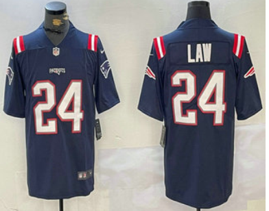 Men's New England Patriots #24 Ty Law Navy Blue Vapor Stitched Limited Jersey