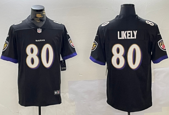 Men's Baltimore Ravens #80 Isaiah Likely  black Vapor Limited Football Limited Jersey