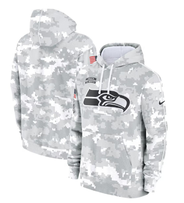 Men's Seattle Seahawks 2024 Arctic Camo Salute To Service Club Fleece Pullover Hoodie