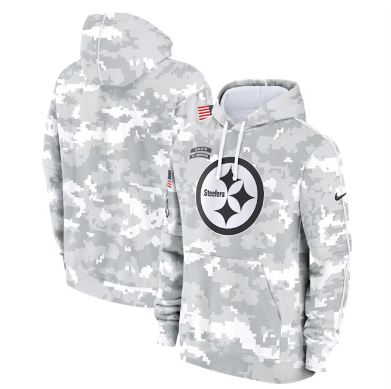 Men's Pittsburgh Steelers 2024 Arctic Camo Salute To Service Club Fleece Pullover Hoodie