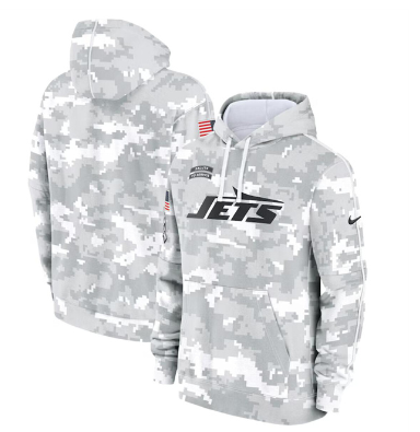 Men's New York Jets 2024 Arctic Camo Salute To Service Club Fleece Pullover Hoodie