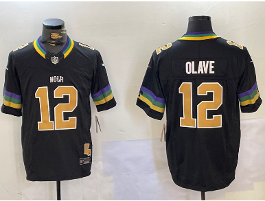 Men's New Orleans Saints #12 Chris Olave Black 2024 F.U.S.E. Vapor Limited Stitched Jerseys