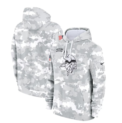 Men's Minnesota Vikings 2024 Arctic Camo Salute To Service Club Fleece Pullover Hoodie