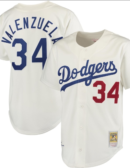 Men's Los Angeles Dodgers Fernando Valenzuela Mitchell & Ness 1981  stitched Jersey