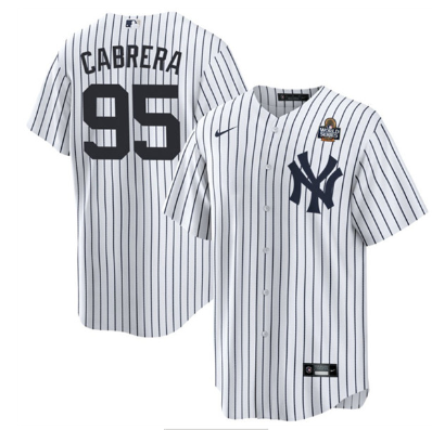 Men's New York Yankees #95 Oswaldo Cabrera White 2024 World Series Cool Base Stitched Baseball Jersey