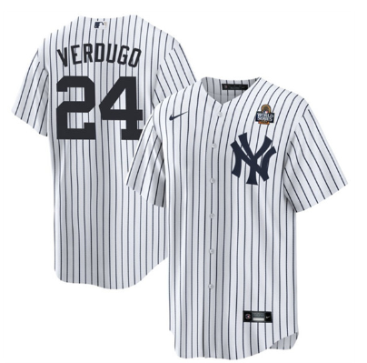 Men's New York Yankees #24 Alex Verdugo White 2024 World Series Cool Base Stitched Baseball Jersey