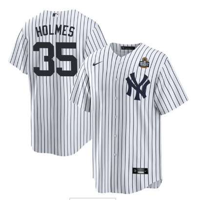 Men's New York Yankees #35 Clay Holmes White 2024 World Series Cool Base Stitched Baseball Jersey