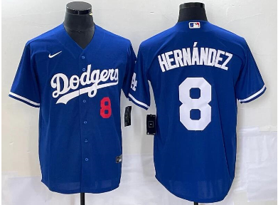 Men's Los Angeles Dodgers #8 Enrique Hernández Blue Flex Base Stitched Baseball Jersey