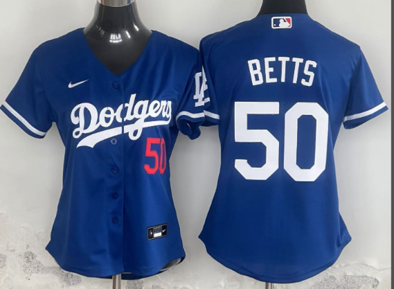 women's Los Angeles Dodgers #50 Mookie Betts   Cool Base Stitched Baseball Jersey