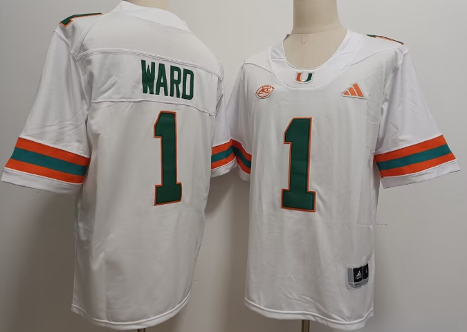 men's Miami Football stitched Jersey #1 CAM WARD