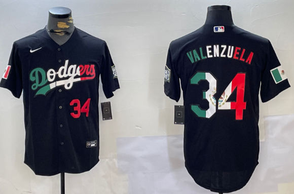 Men's Los Angeles Dodgers #34 Toro Valenzuela stitched jersey