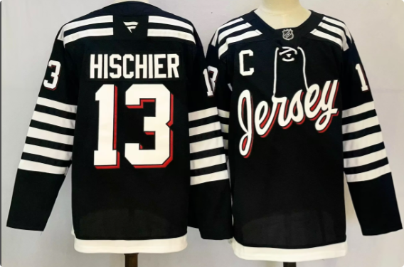 Men's New Jersey Devils #13 Nico Hischier Black 2024-25 Alternate Stitched Hockey Jersey