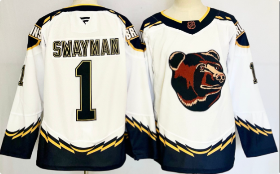 Men's Boston Bruins #1 Jeremy Swayman  white Stitched Hockey Jersey