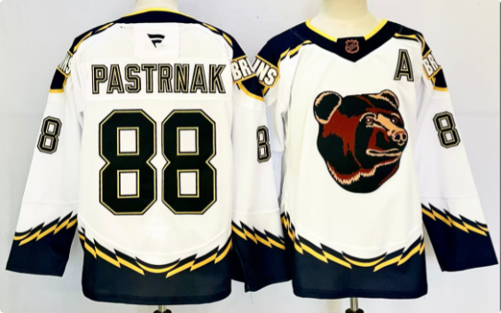 Men's Boston Bruins #88 David Pastrnak 2024 White  Stitched Jersey