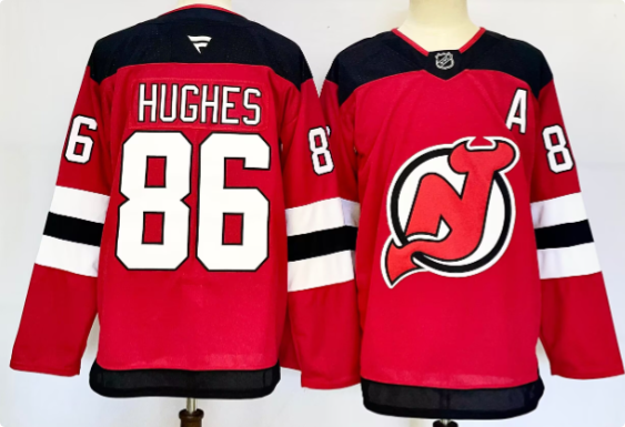 Men's New Jersey Devils #86 Jack Hughes Red 2024-25 Home Stitched Hockey Jersey